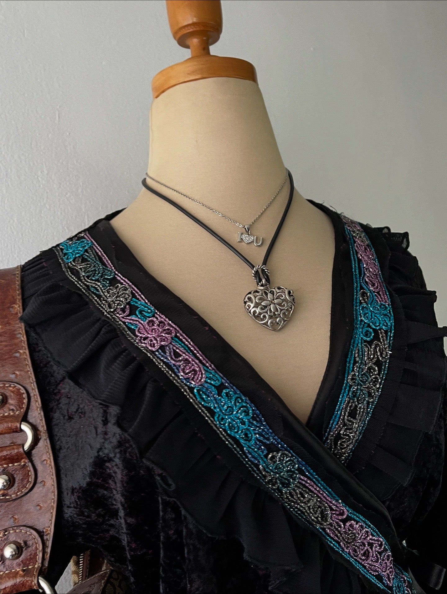 Wrap blouse with embroidered designs