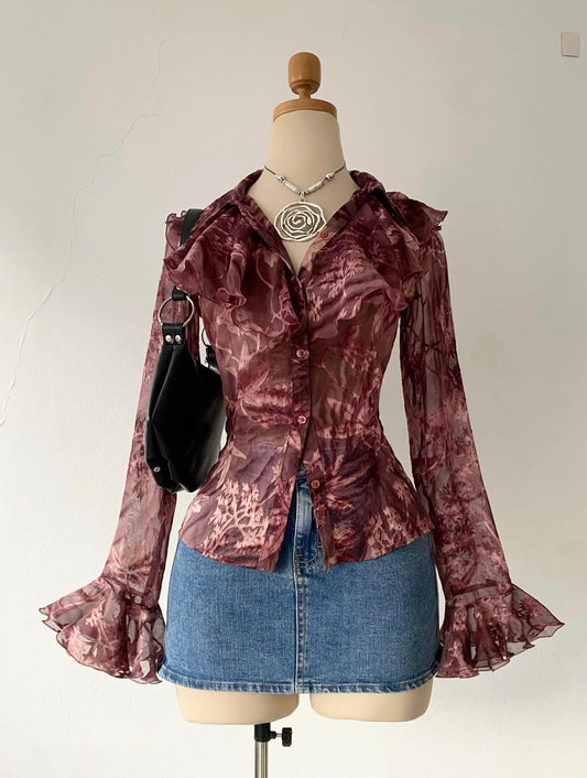 Bell-sleeved blouse