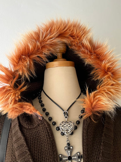 Knitted jacket with hood