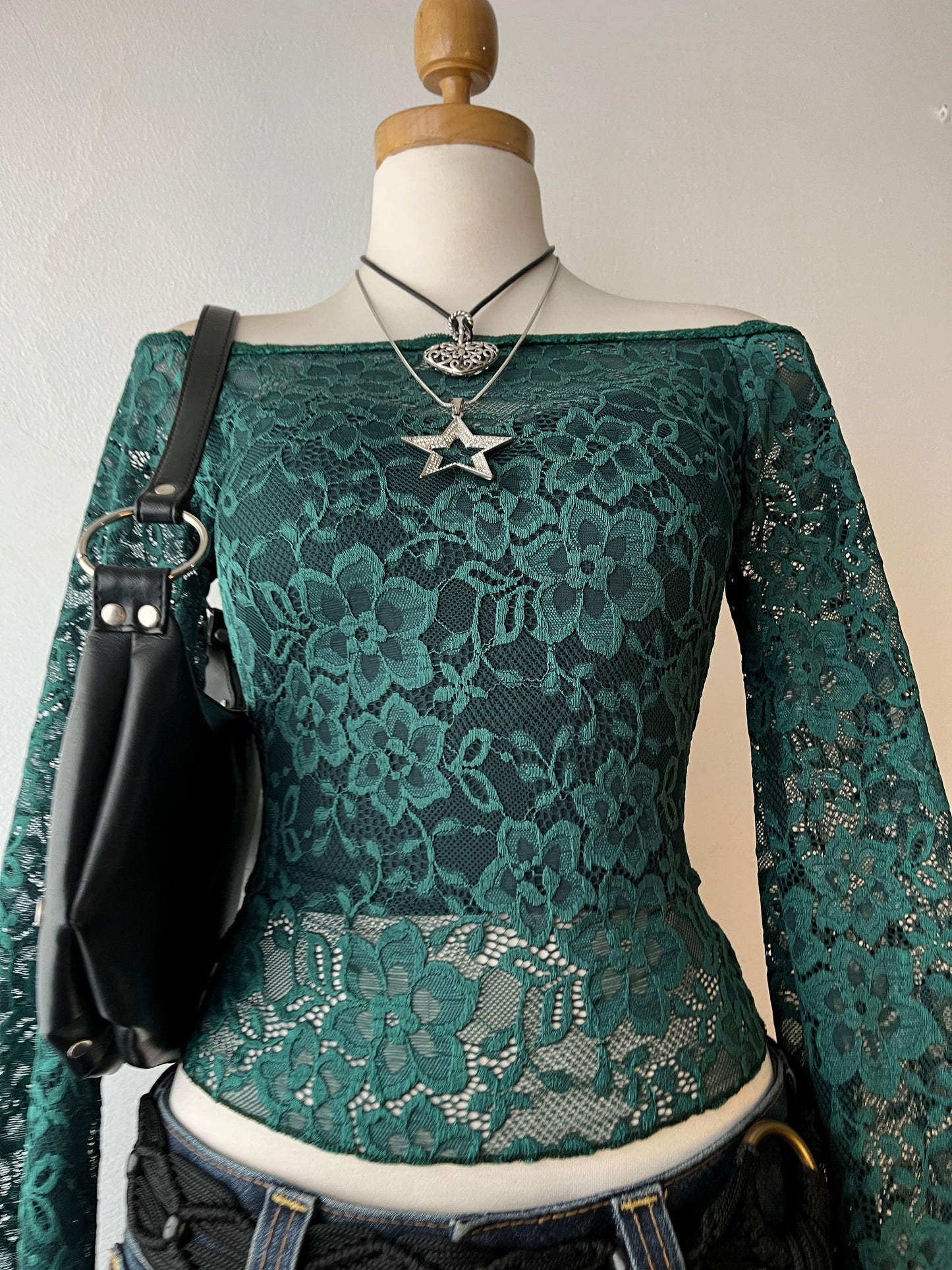 Lace top with bell-sleeves