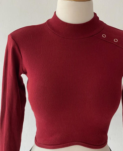Burgundy high-waisted top