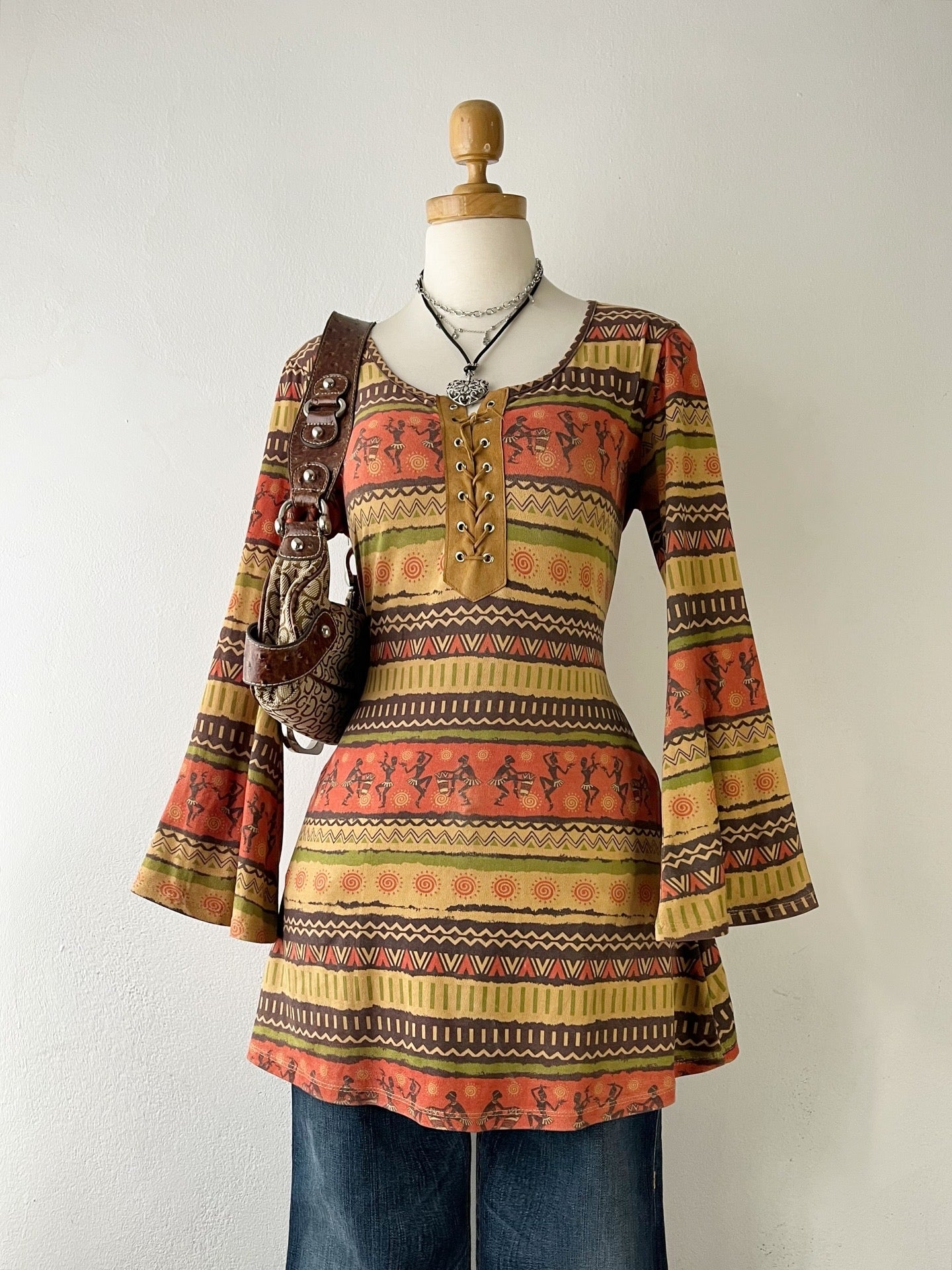 Bell-sleeved boho top