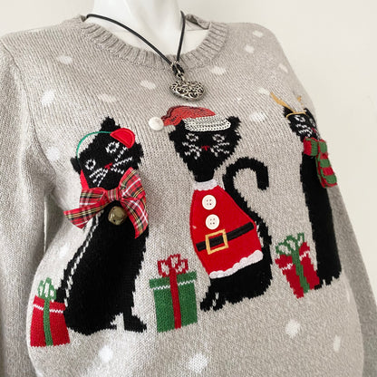 3D Christmas kitten oversized sweater
