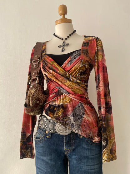 Adorable bohemian wrap top