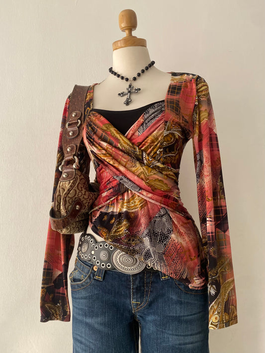 Adorable bohemian wrap top