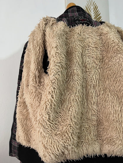 Plaid jacket with warm sherpa lining