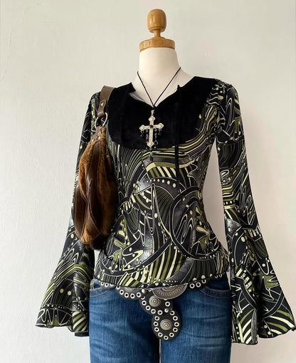 Bell-sleeved top