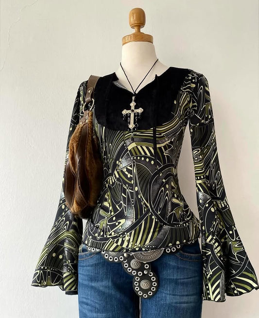 Bell-sleeved top