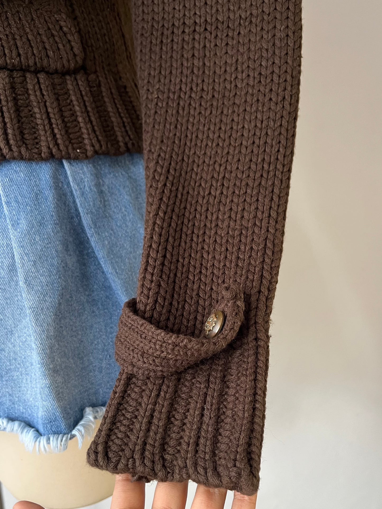 Knitted jacket with hood