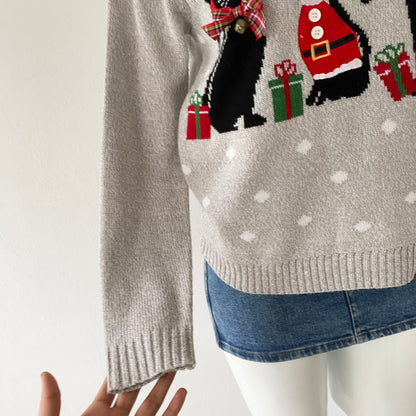 3D Christmas kitten oversized sweater