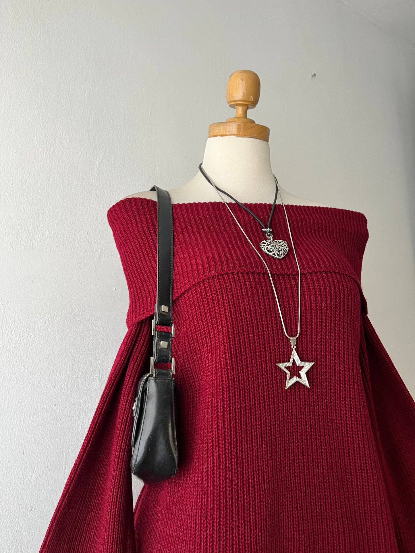 Off shoulder sweater with flared sleeves