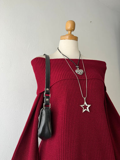 Off shoulder sweater with flared sleeves