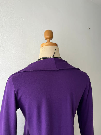 Purple wrap blouse with crossover design
