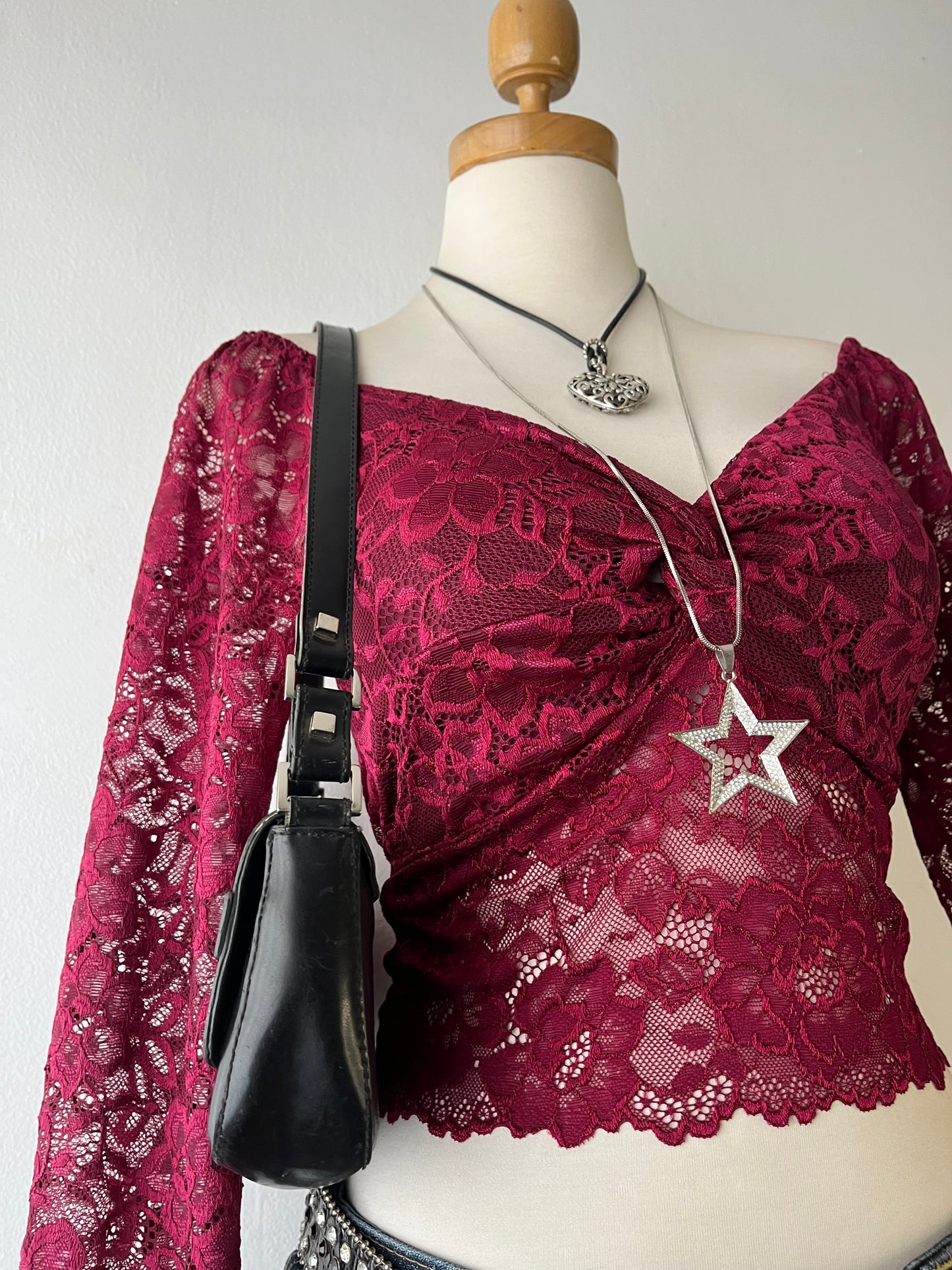 Lace top with flared sleeves