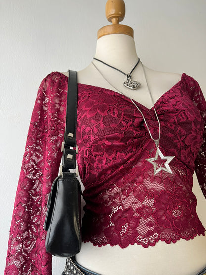 Lace top with flared sleeves