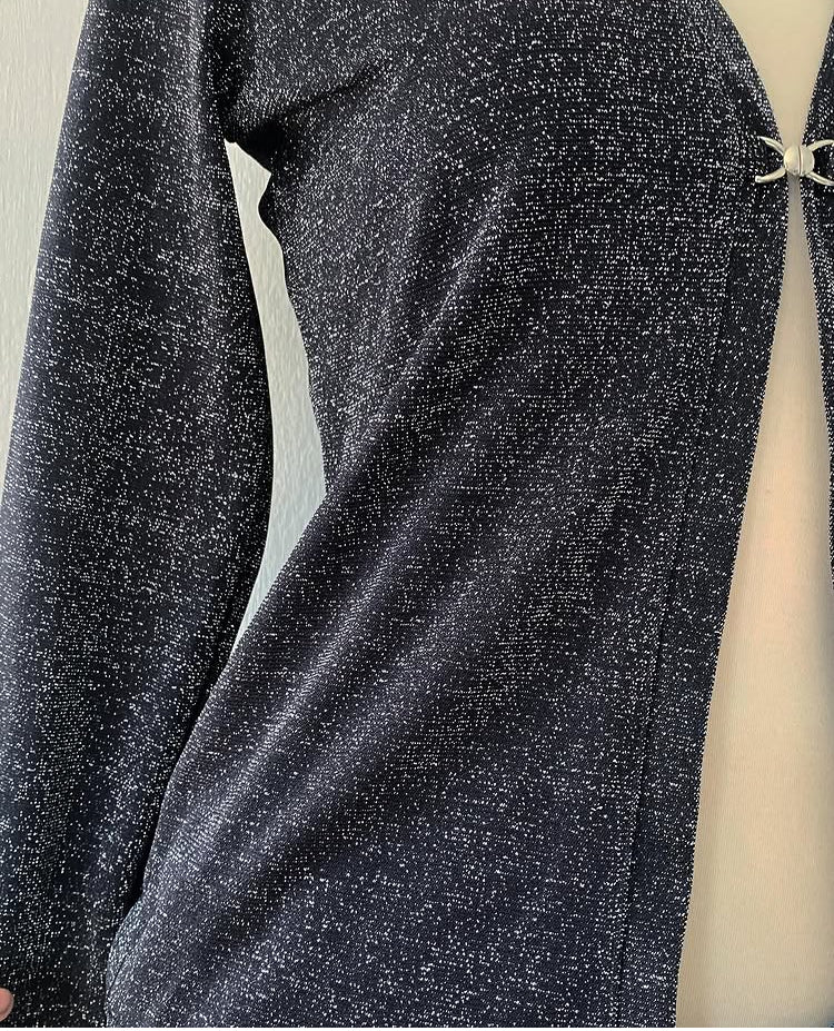 Gray glitter cardigan top