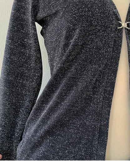 Gray glitter cardigan top