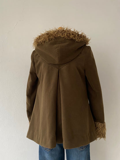 Jacket with lamb on sleeves and hood