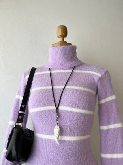 Lilac striped turtleneck sweater
