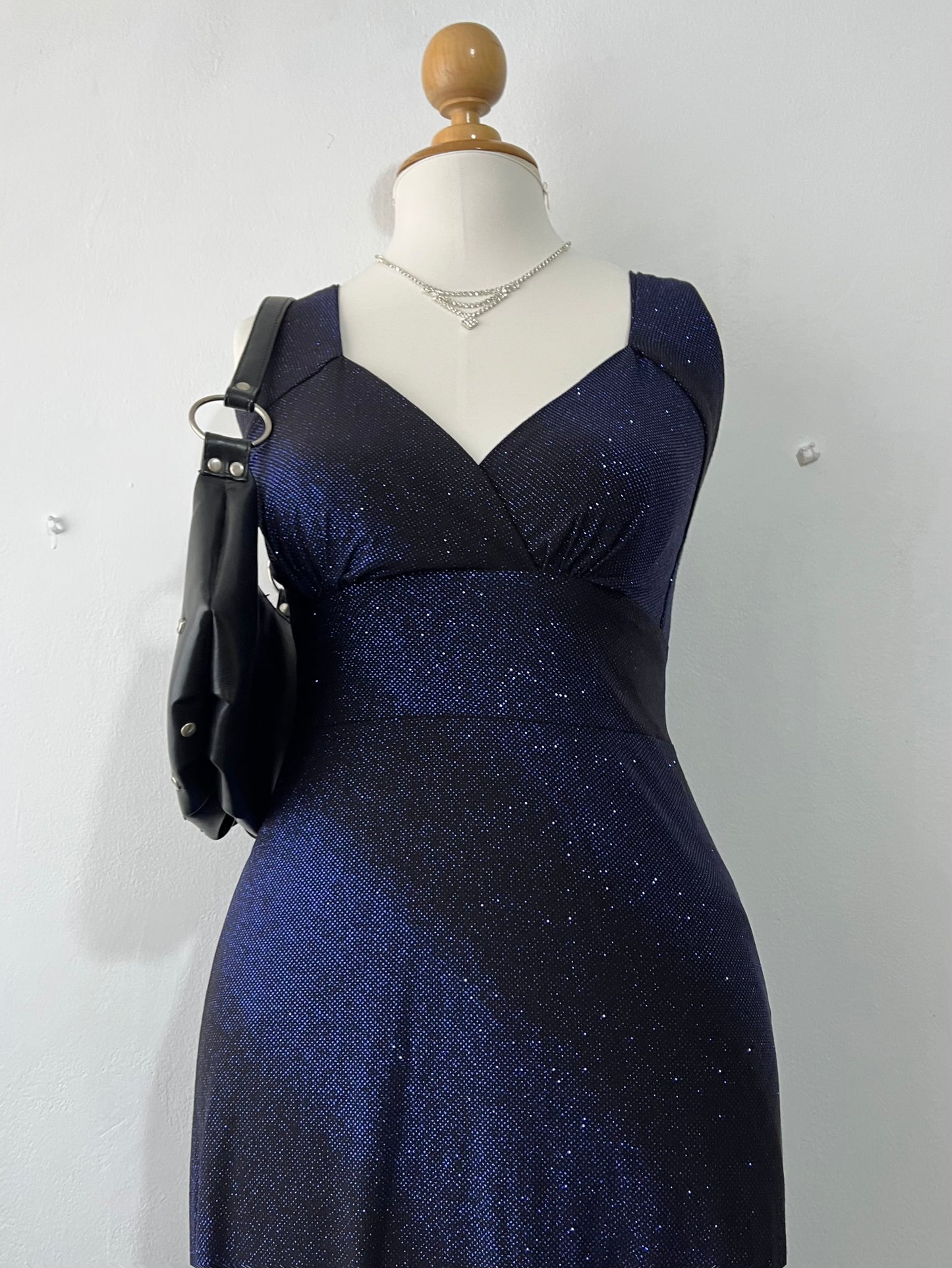Blue and black sparkly dress with back bow