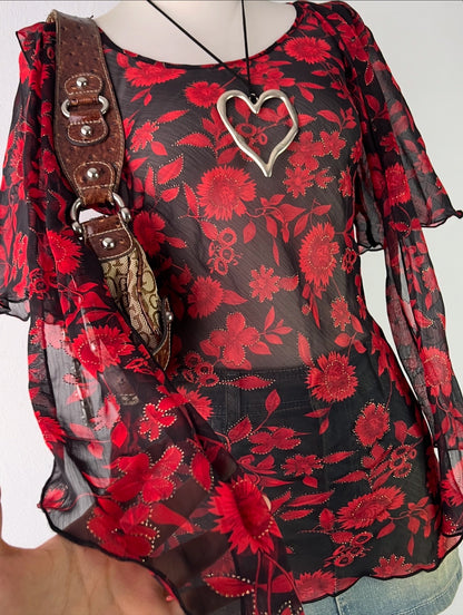 Floral blouse with hanging bows