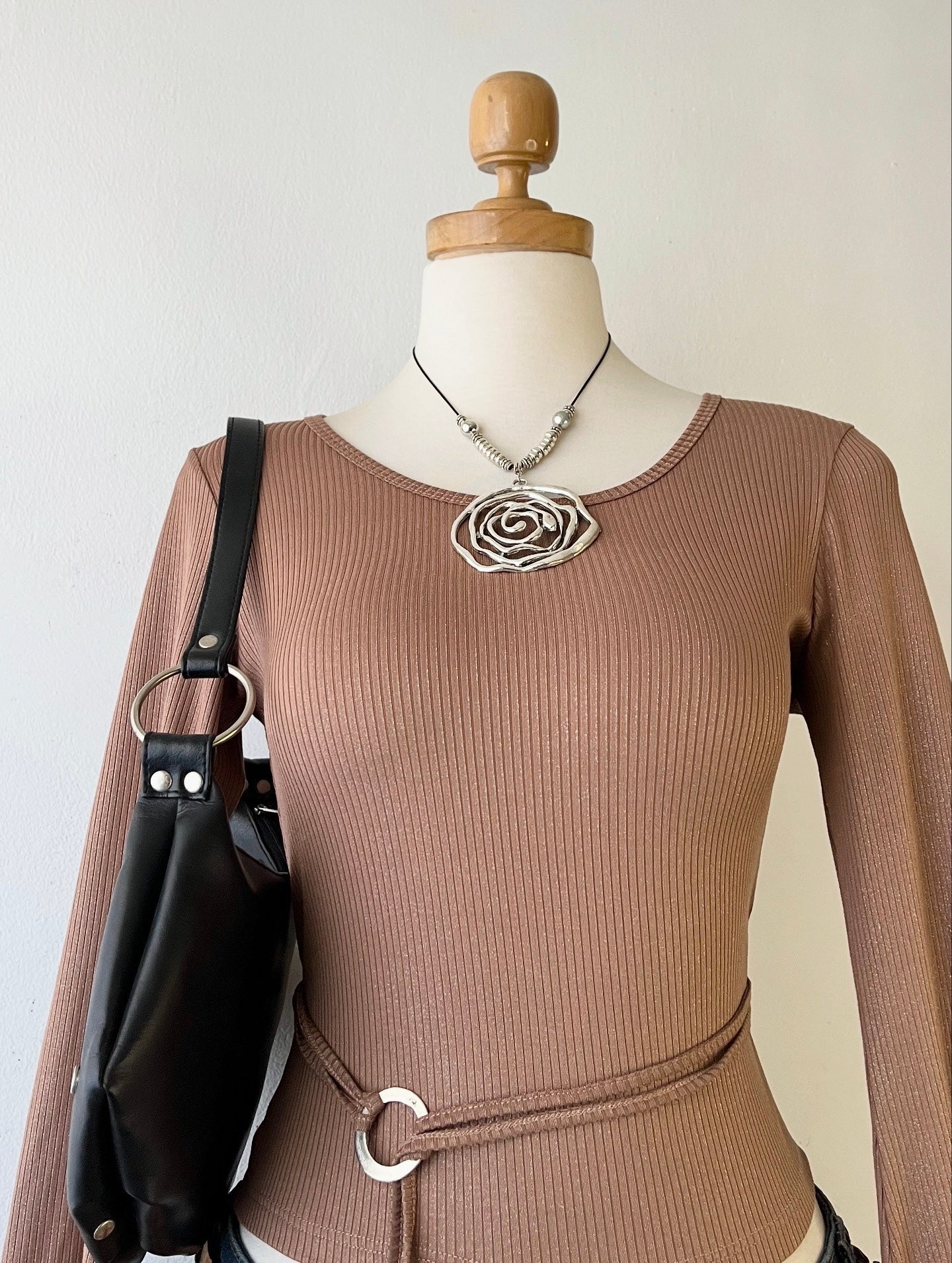 Beige flared sleeve top