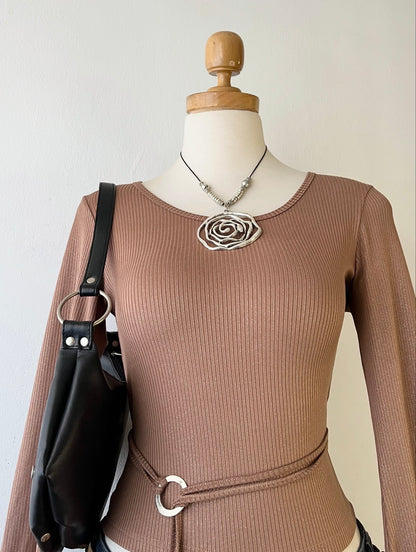 Beige flared sleeve top