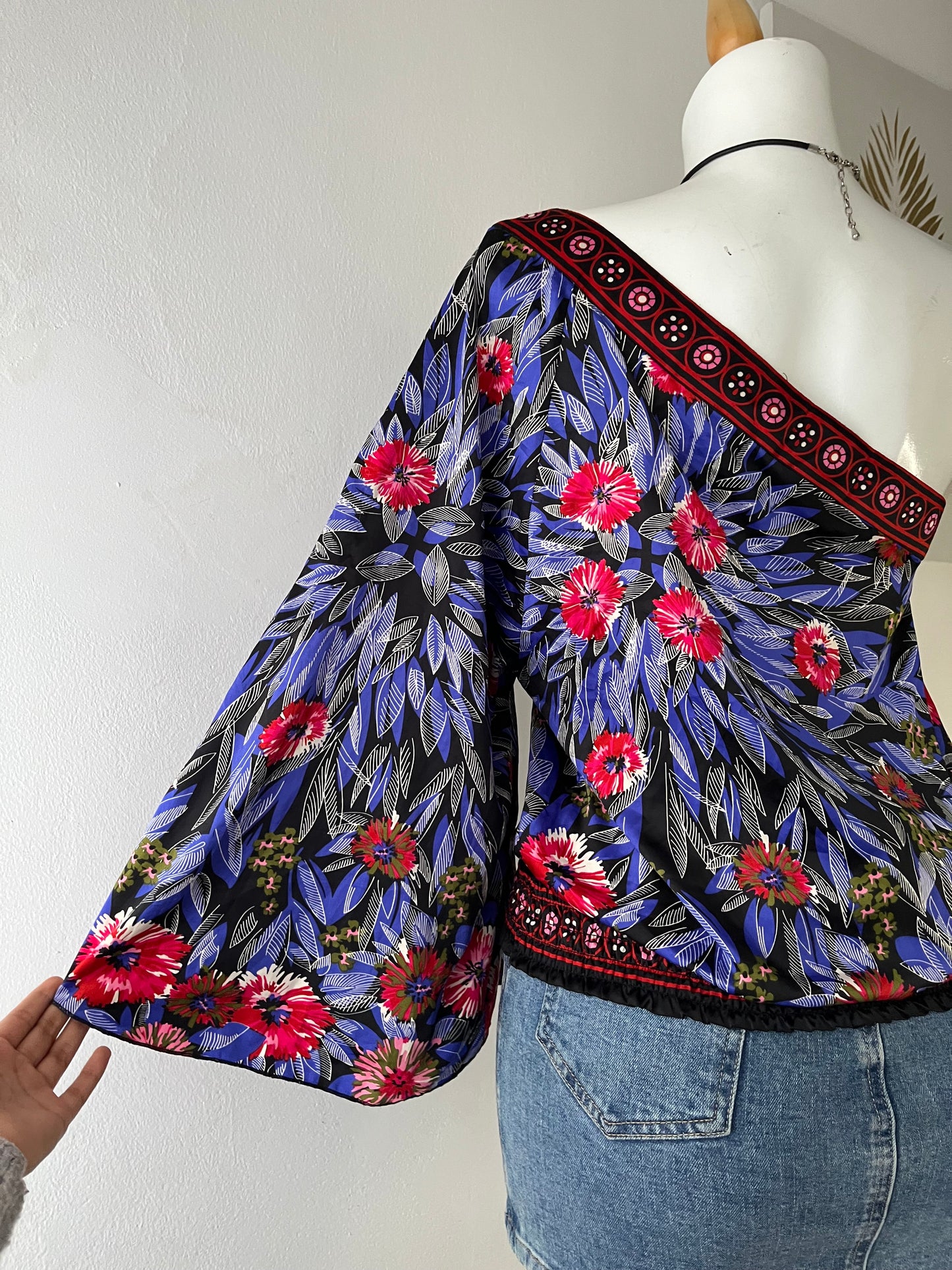 Boho chic one-shoulder top