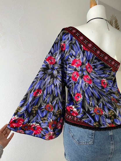 Boho chic one-shoulder top