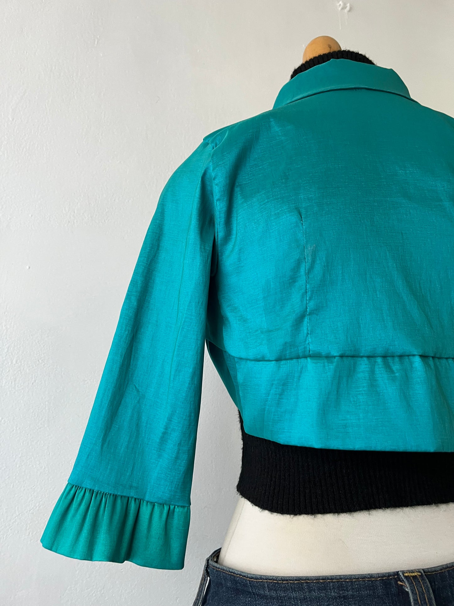 Cobalt Satin Taffeta Cardigan