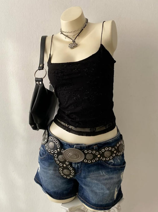 Black top with glitter