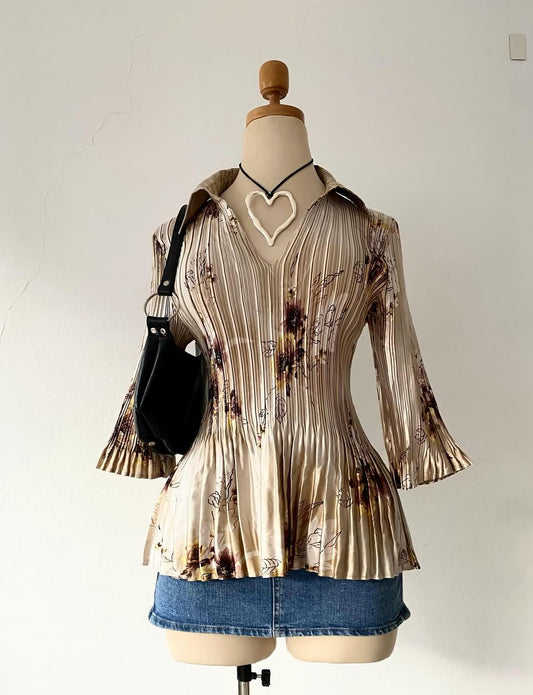 Floral satin blouse