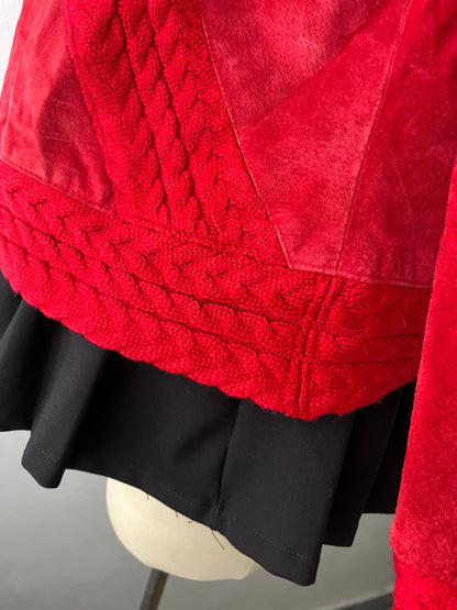 Cable knit and leather suede jacket