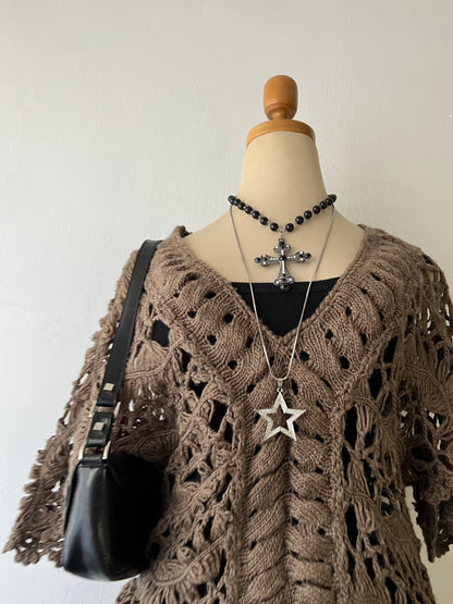 Long knitted wool top