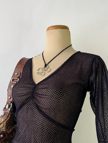 Mesh top with flared sleeves