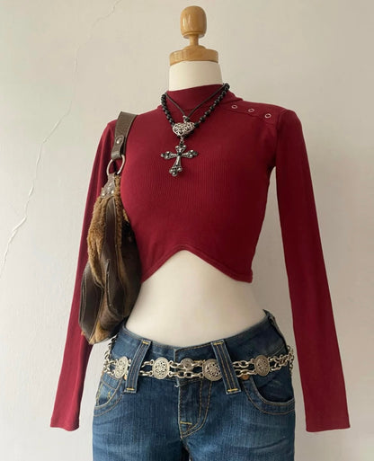 Burgundy high-waisted top