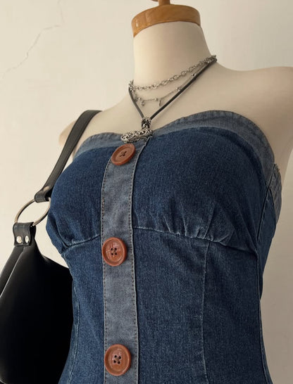 Short jean jumpsuit
