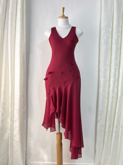 Burgundy asymmetric dress