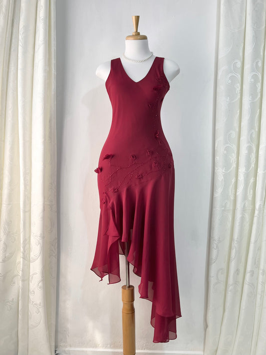 Burgundy asymmetric dress