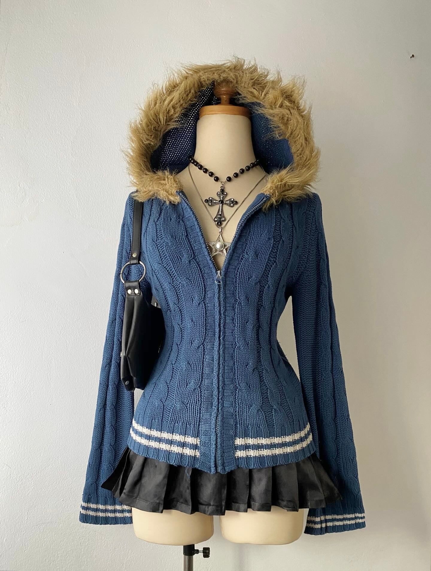 Knitted jacket with hood