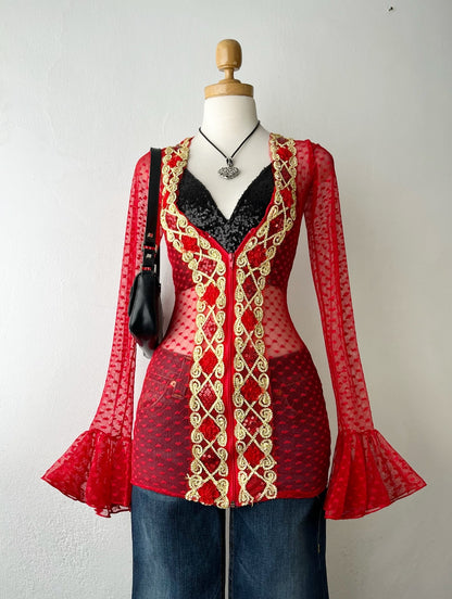 Set (mesh long blouse + top)