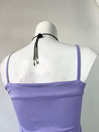 Lilac top with floral embroidery- size S