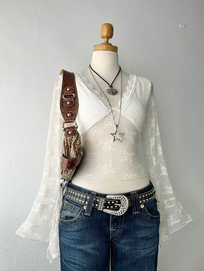 Lace top with bell-sleeves