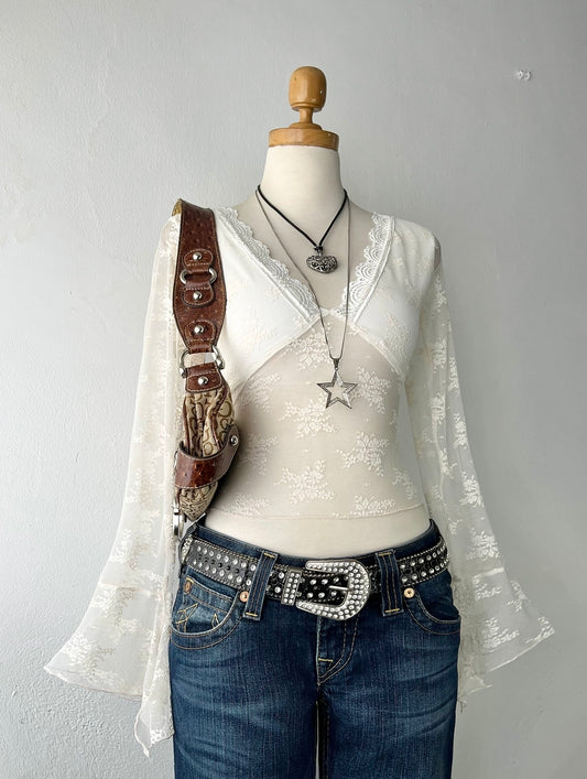 Lace top with bell-sleeves