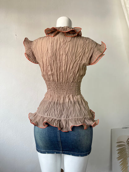Top coquette beige