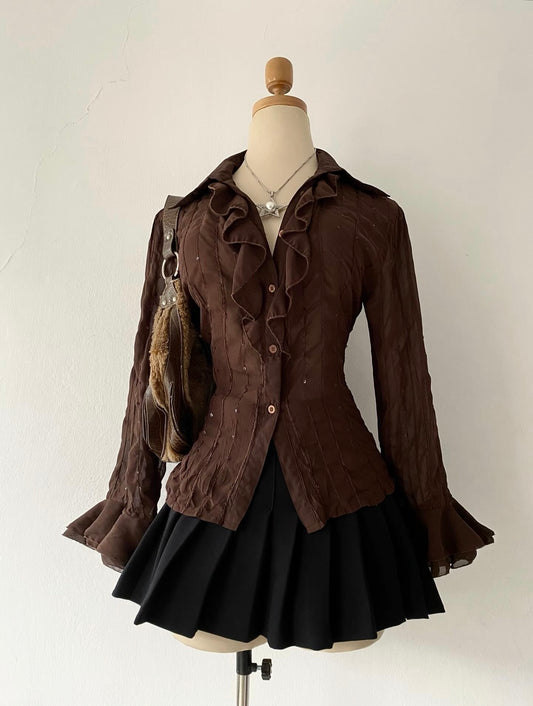 Victorian style brown blouse