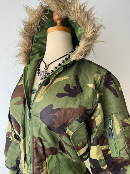 Reversible padded jacket with hood