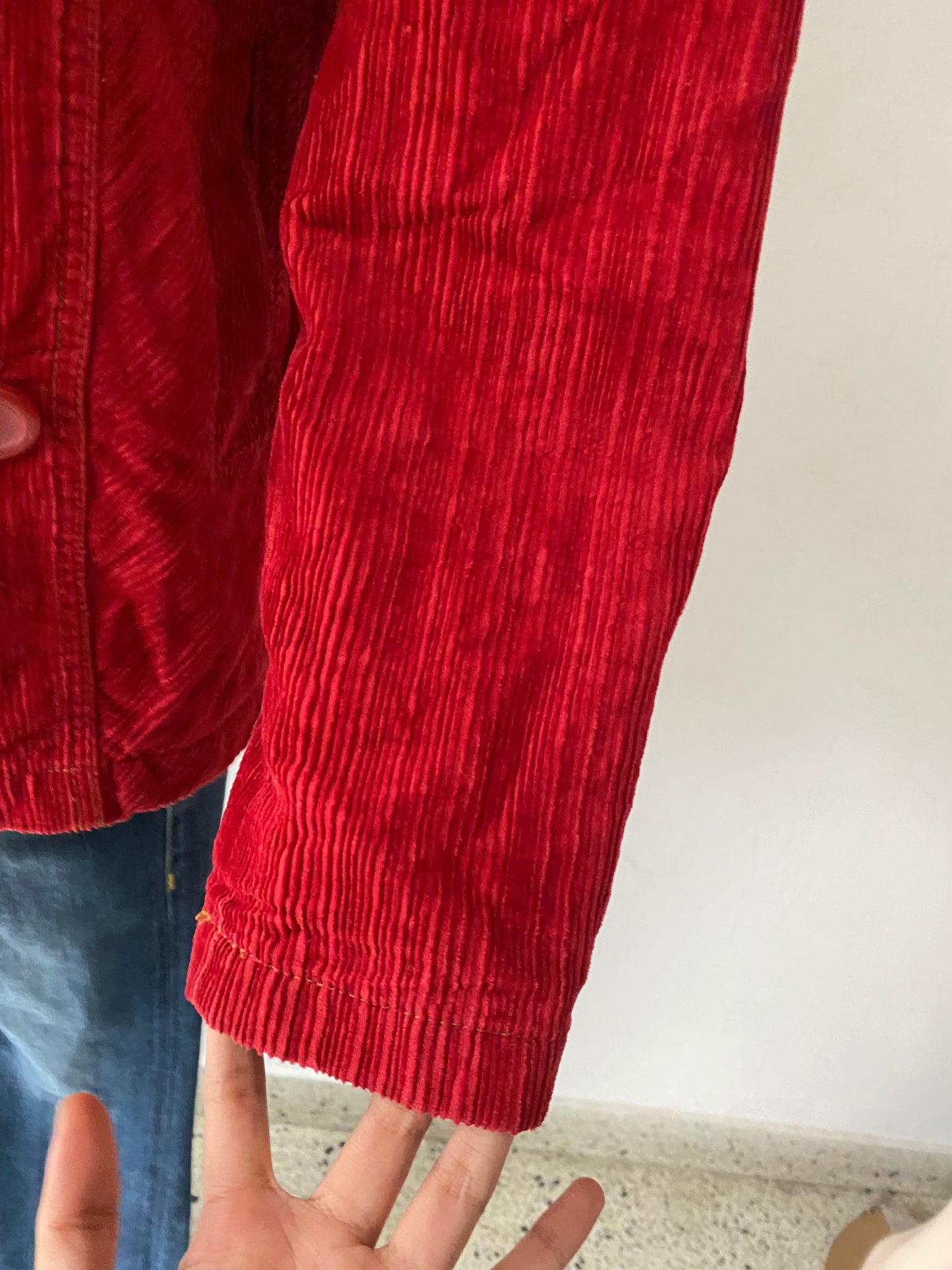 Red corduroy jacket with warm lining