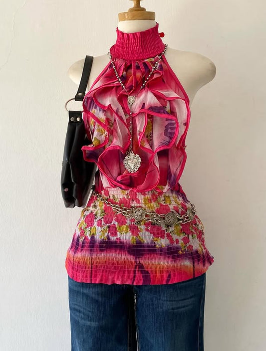 Floral ruffle top