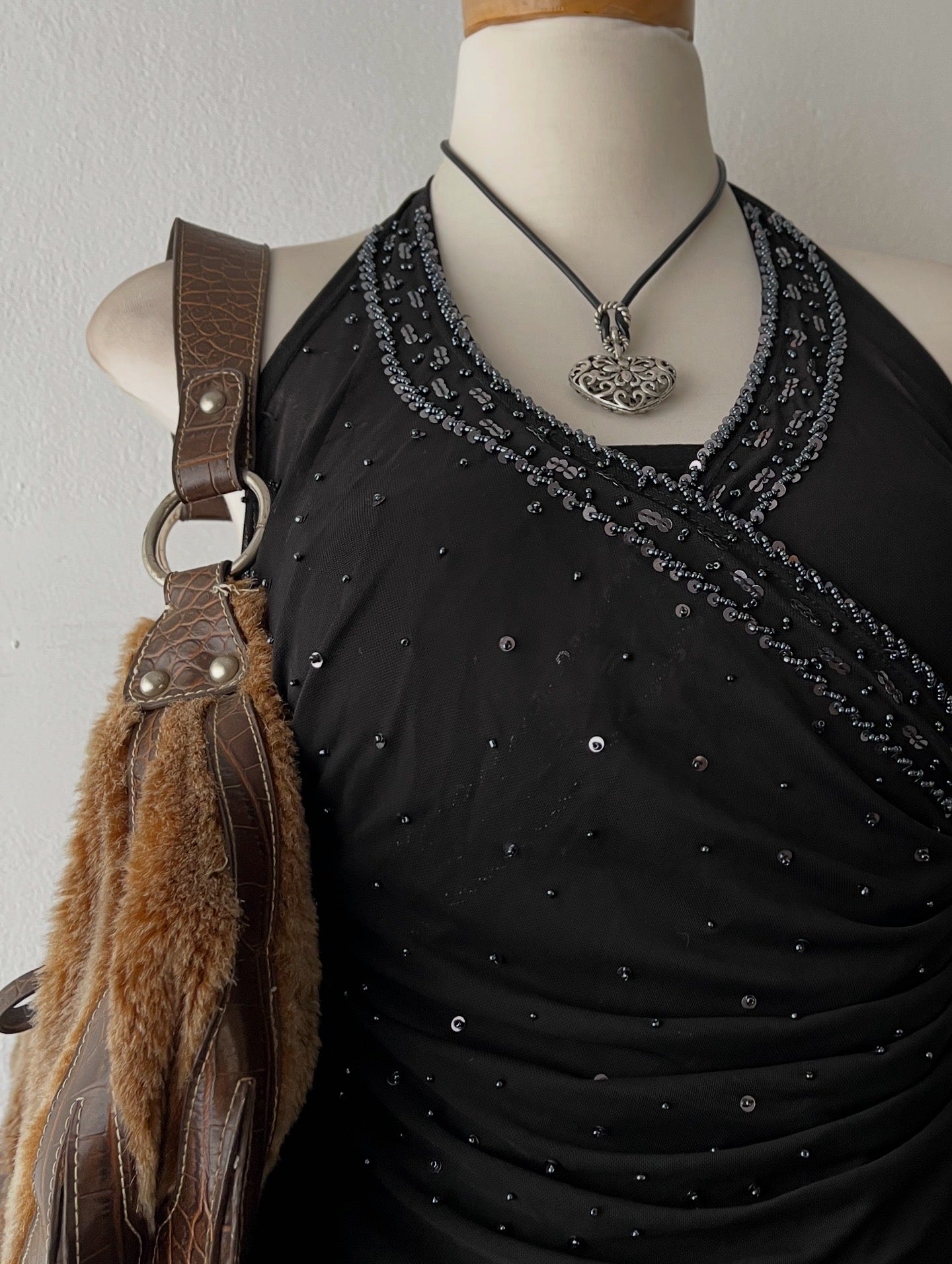 Y2K jumpsuit with sequined embroidery